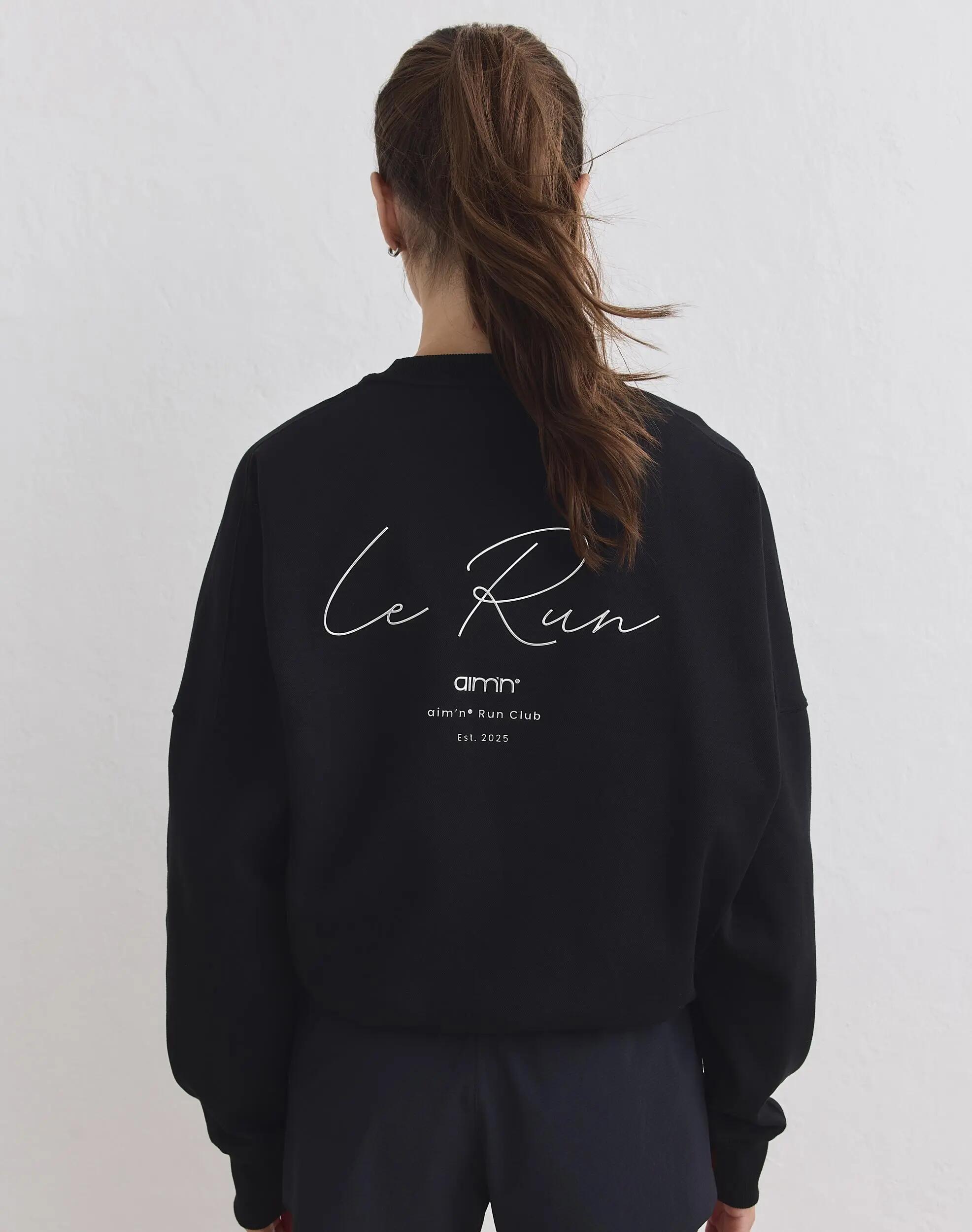 Damen Lauf-Sweatshirt Atmungsaktiv Feuchtigkeitsableitend Le Run Schwarz 2/5