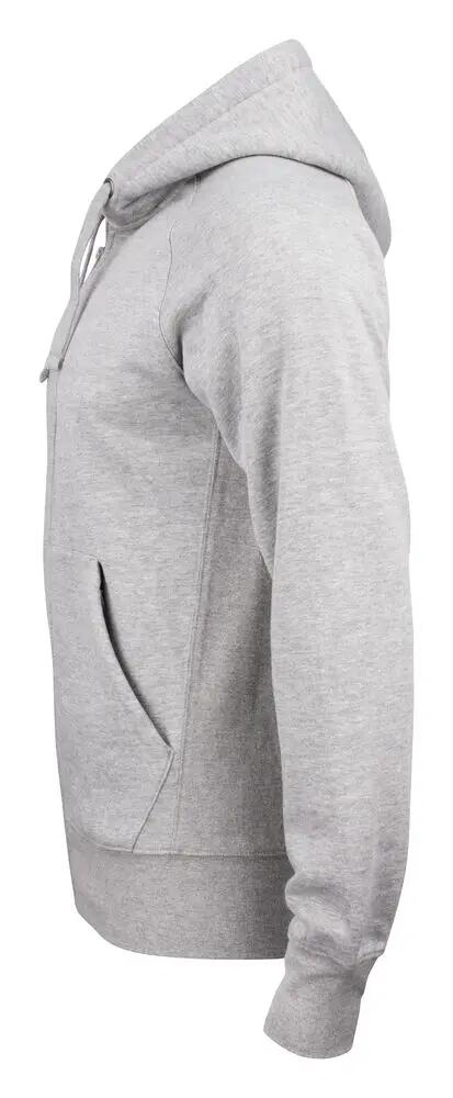 clique Harper unisex gewatteerde capuchonvest met rits grijs gemêleerd 3/4
