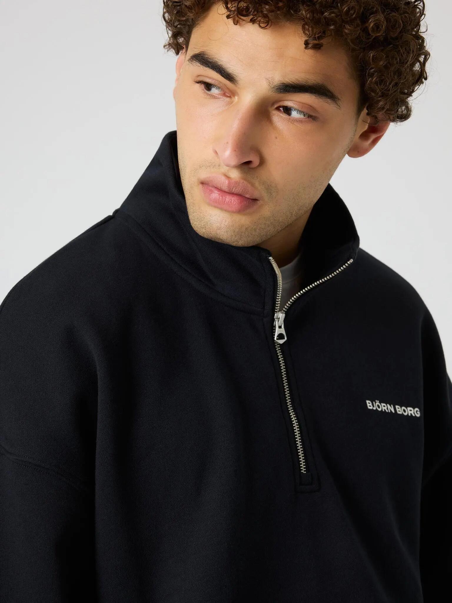 bjorn_borg BORG OVERSIZED HALF-ZIP — Polyester recyclé – BLACK BEAUTY 4/4