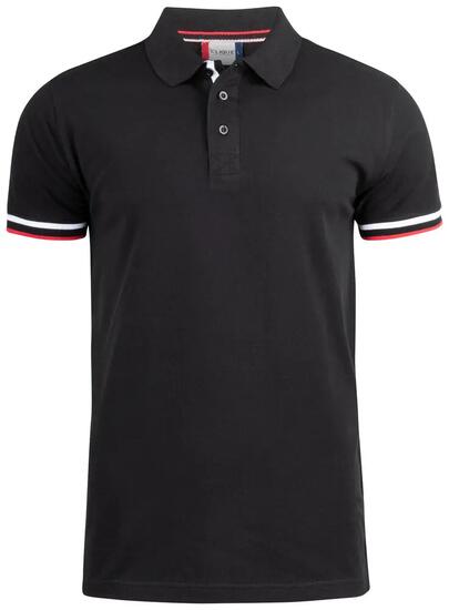 clique Polo homme Newton en coton 100% ring spun peigné, noir – black