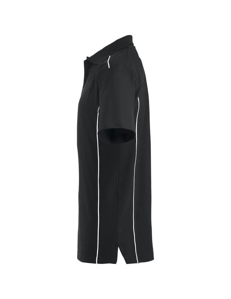 clique Polo New Conway 100% algodão preto com piping contrastante 3/4