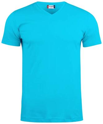 Clique basic-t v-neck t-shirt v-hals turquoise, 100% katoen
