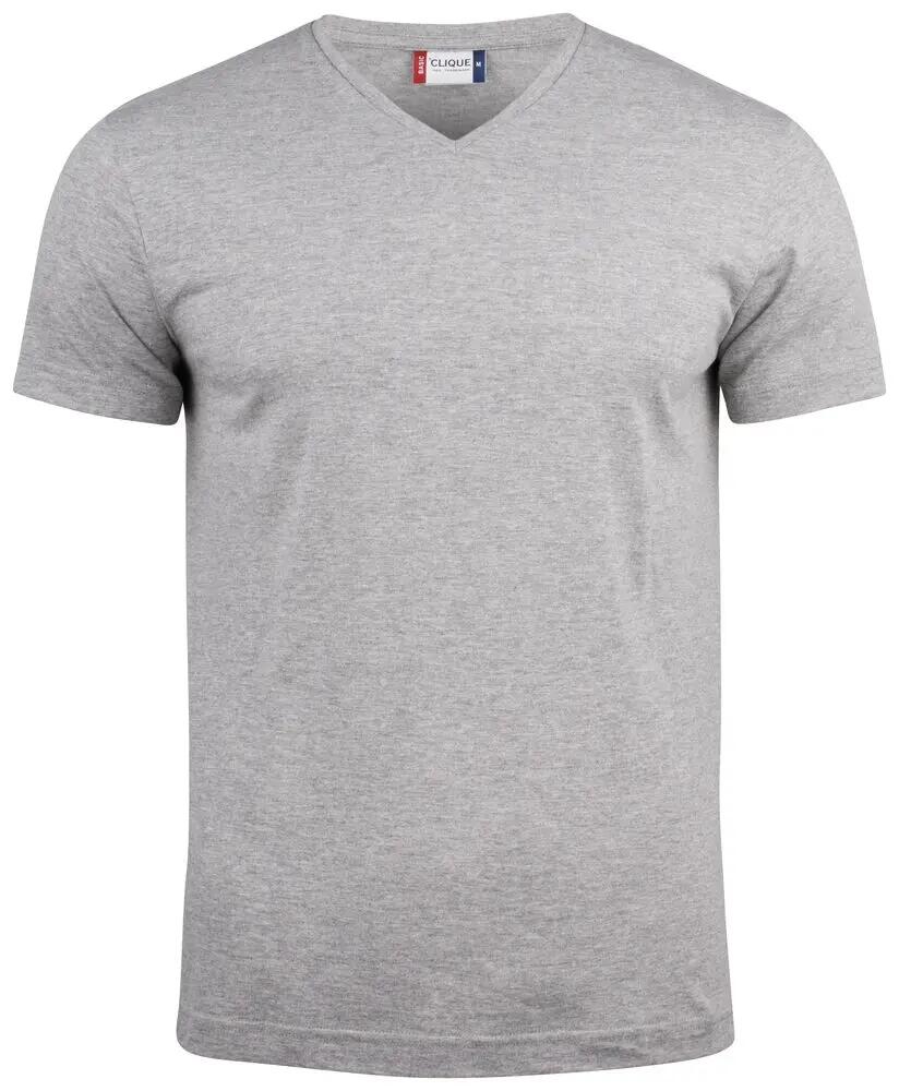 clique Basic-T V-neck Heren T-shirt V-hals grijs melange 100% katoen 1/4