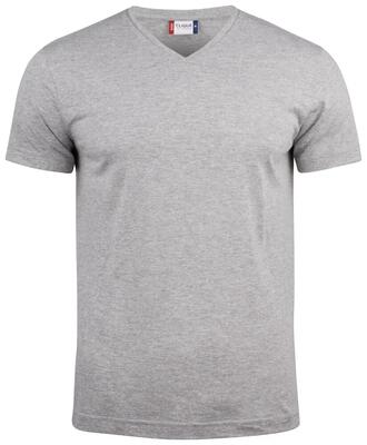 Clique basic-t v-neck heren t-shirt v-hals grijs melange 100% katoen