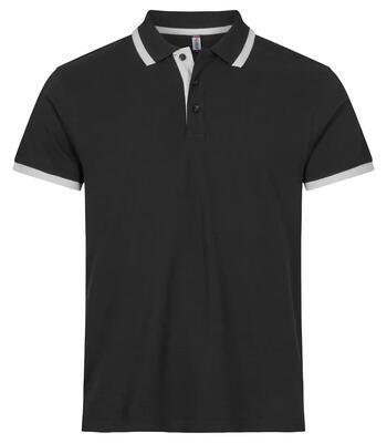 Clique polo austin 100% katoen zwart met contrasterende strepen