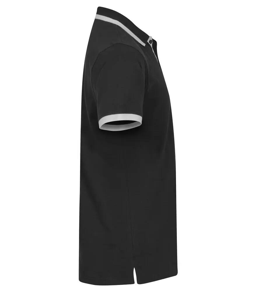 clique Polo Austin 100% cotone nero con righe a contrasto 4/4