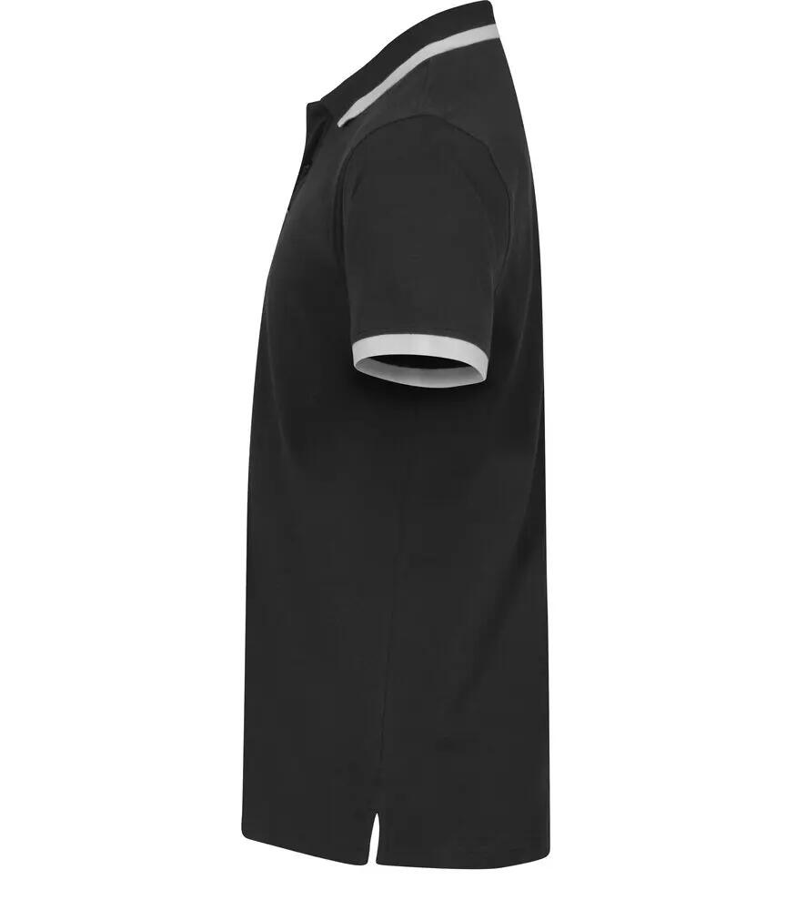 clique Polo Austin 100% cotone nero con righe a contrasto 3/4
