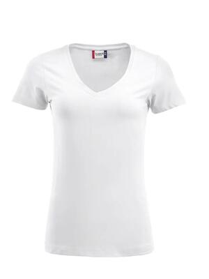 Clique arden dames v-hals stretch top van single jersey wit