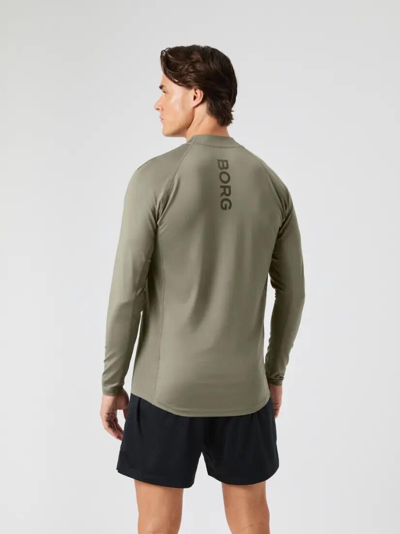 bjorn_borg BORG MOCK NECK LS T-SHIRT coltrui DUSTY OLIVE 2/5