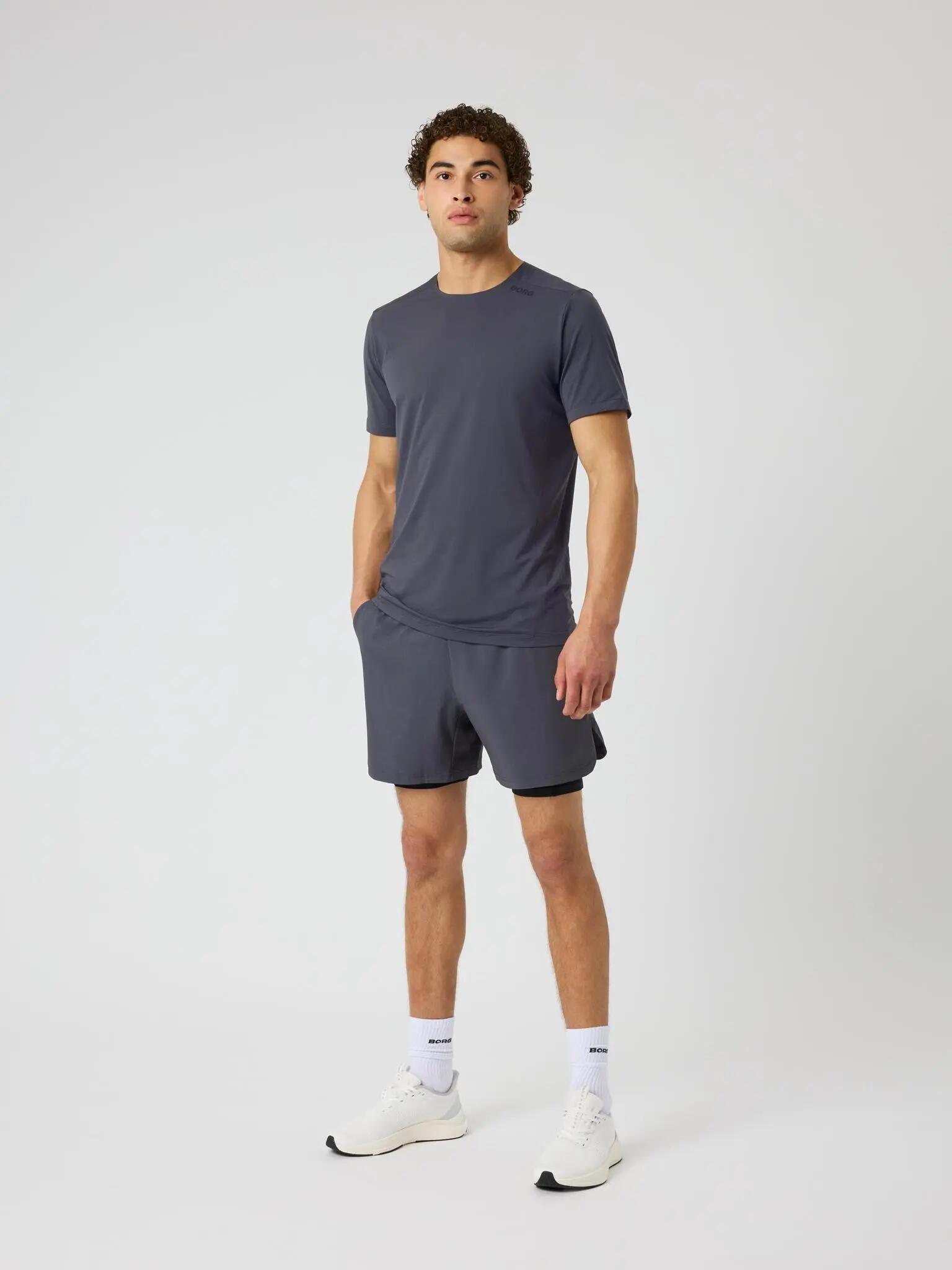 bjorn_borg BORG 2 IN 1 SHORTS em poliéster reciclado – ASPHALT 3/5