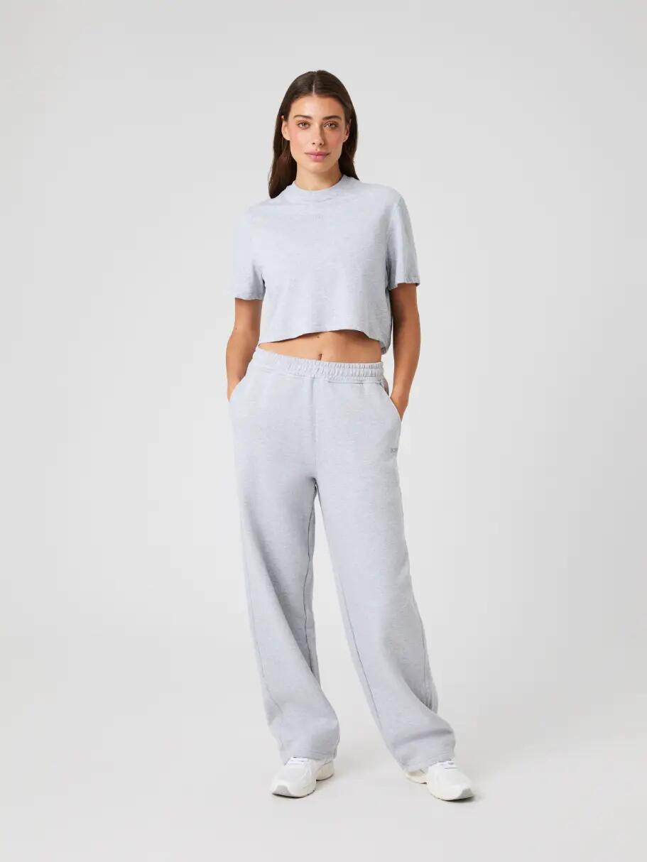 bjorn_borg T-shirt STUDIO Oversized Cropped - LIGHT GREY MELANGE 3/4