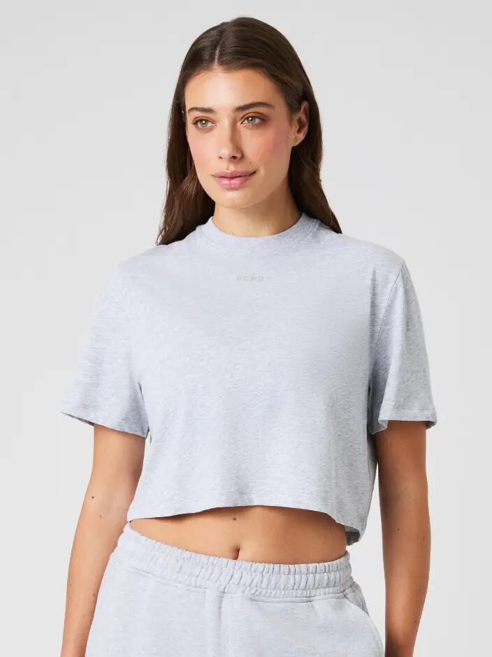 bjorn_borg T-shirt STUDIO Oversized Cropped - LIGHT GREY MELANGE 2/4