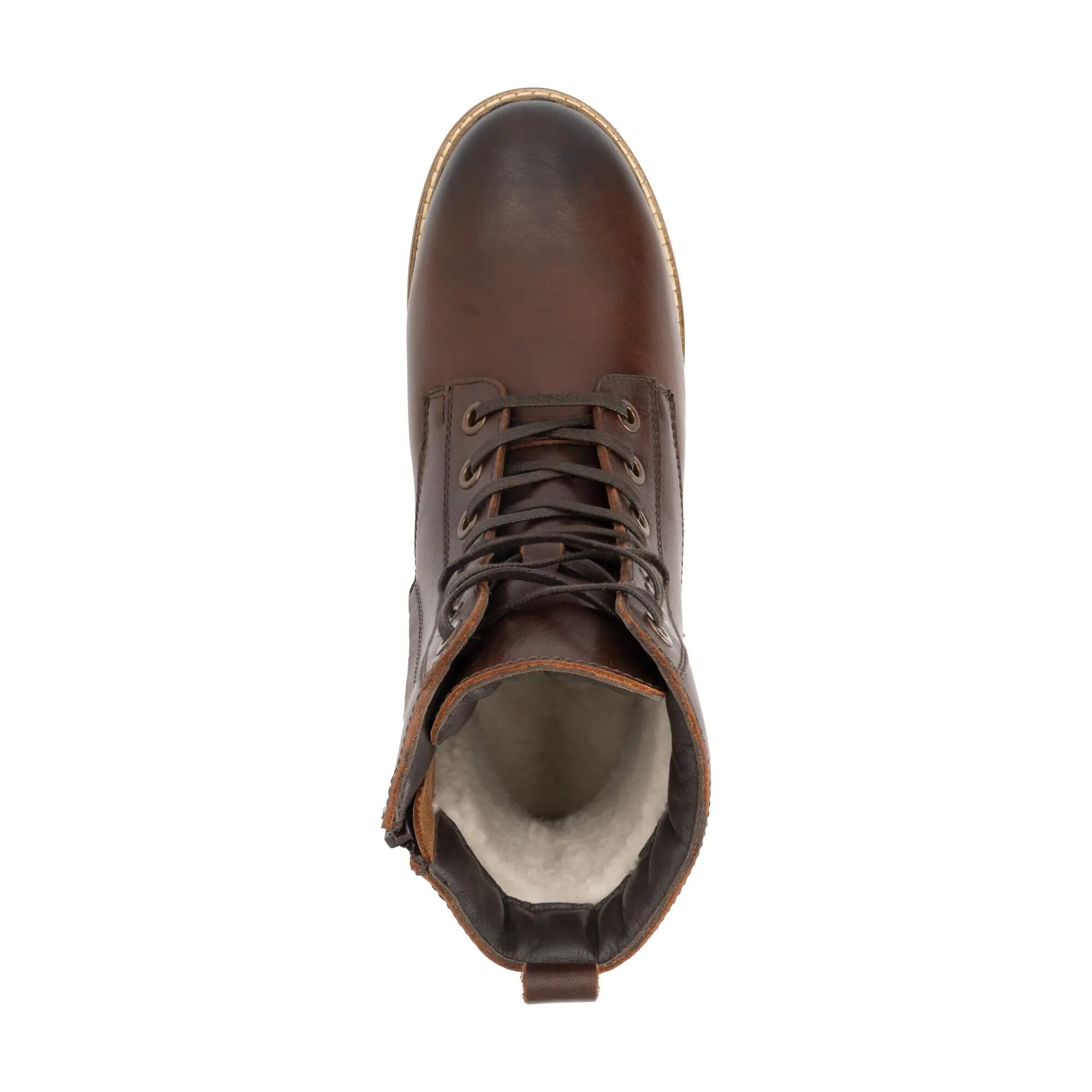 Trysil Dames - Veterboots met rits - Wol gevoerd - Donkerbruin 5/6