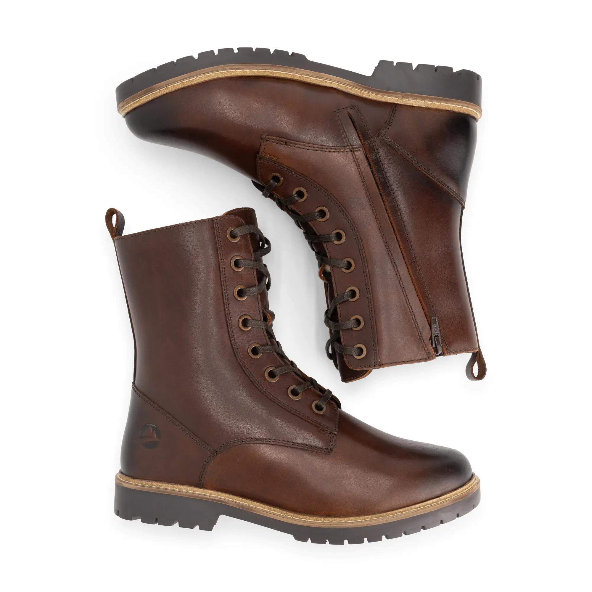 Trysil Dames - Veterboots met rits - Wol gevoerd - Donkerbruin 4/6