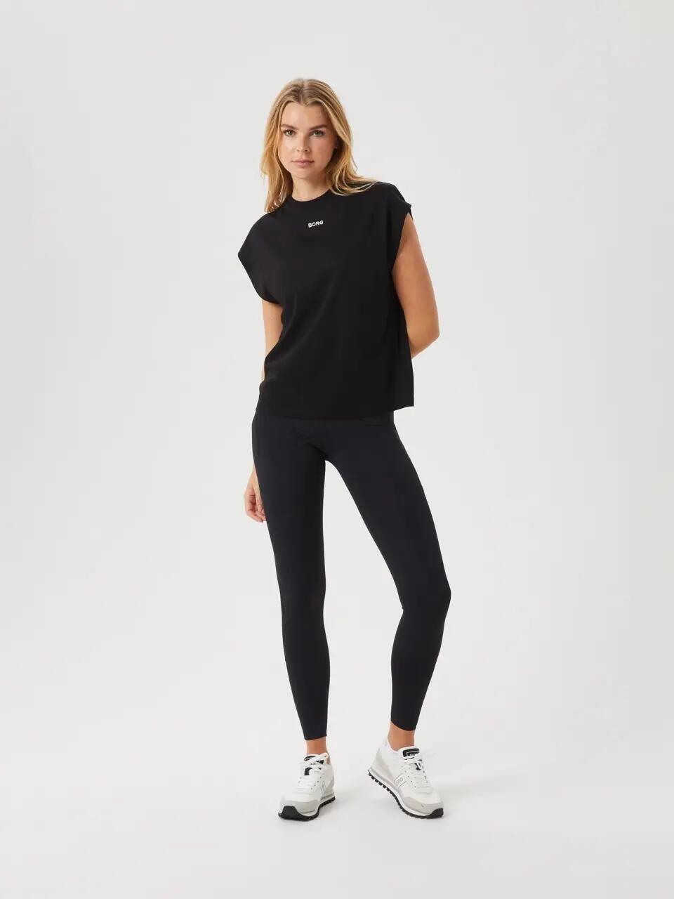 bjorn_borg BORG BOXY T-SHIRT dames zwart BLACK BEAUTY 3/4
