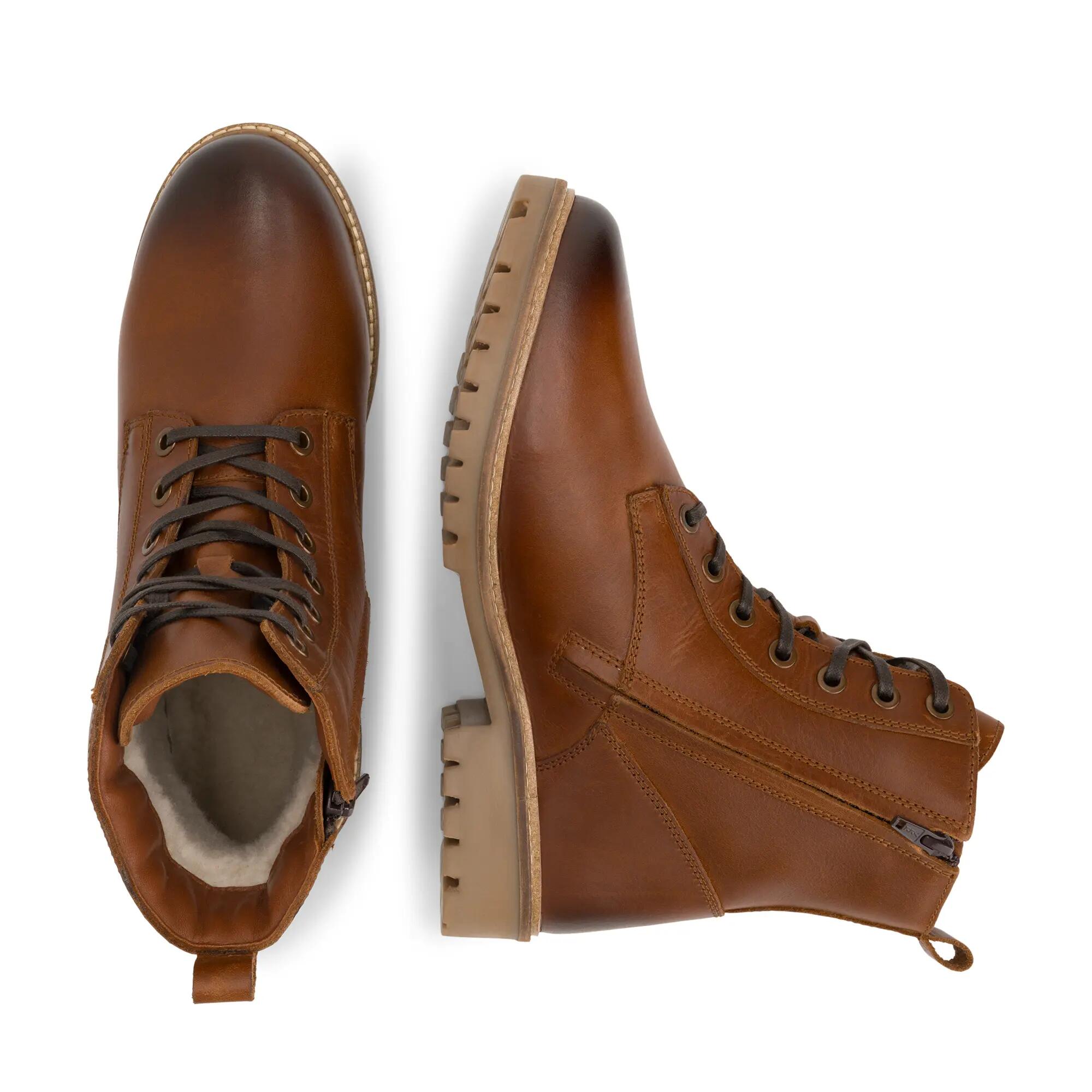 Rosendal Heren - Veterboots met rits - Wol gevoerd - Cognac 4/5