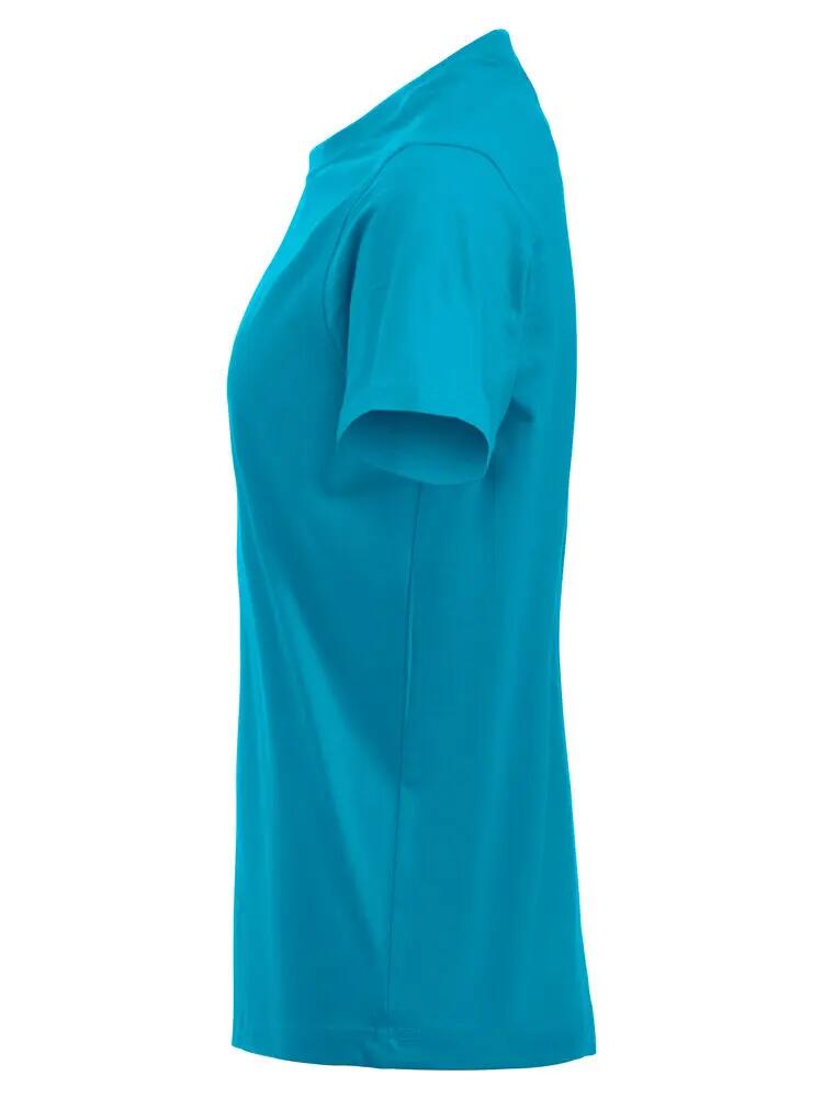 clique Premium-T Women T-shirt gola redonda em algodão, turquesa 3/4