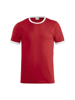 Clique t-shirt nome unisex licht getailleerd rood/wit van gekamde katoen –
