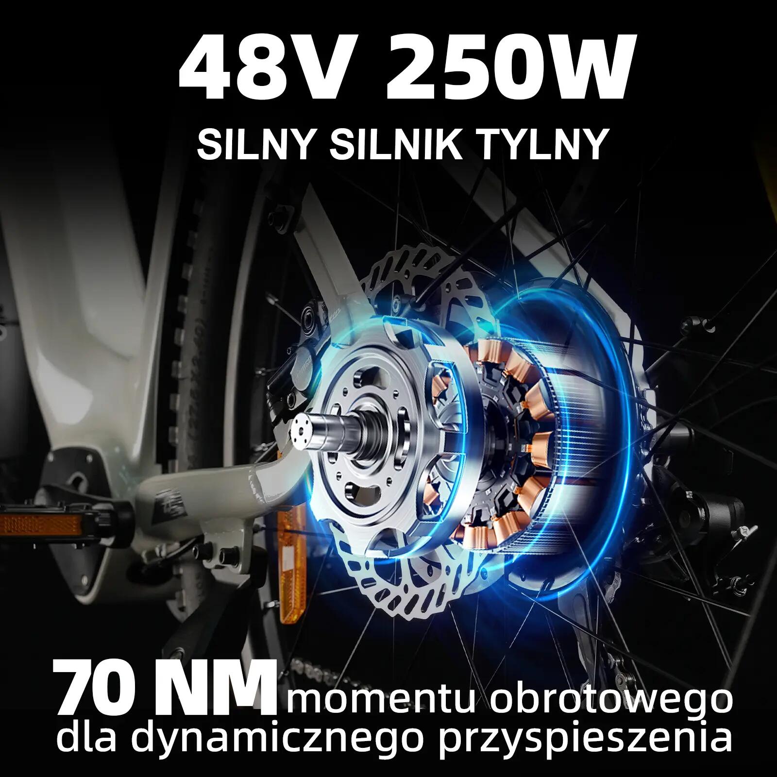 Rower elektryczny dla dorosłych Z3, opony 27,5"×2,4", akumulator 48V 15Ah. 10/15