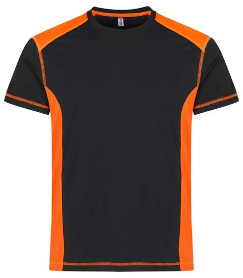 clique Ambition-T T-shirt a contrasto Visib Orange in cotone e poliestere