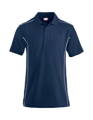 Clique polo new conway 100% katoen — contrasterende piping, donkerblauw
