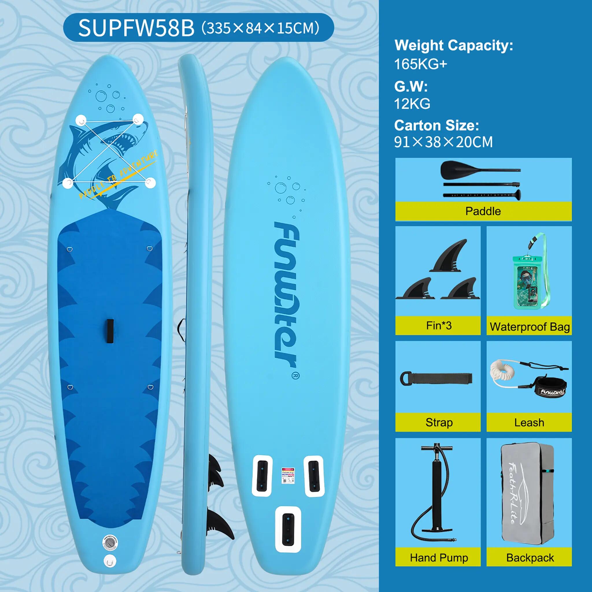 SUP Board Wide Stable Max 165kg+ 335x84x15cm SUPFW58B 4/6