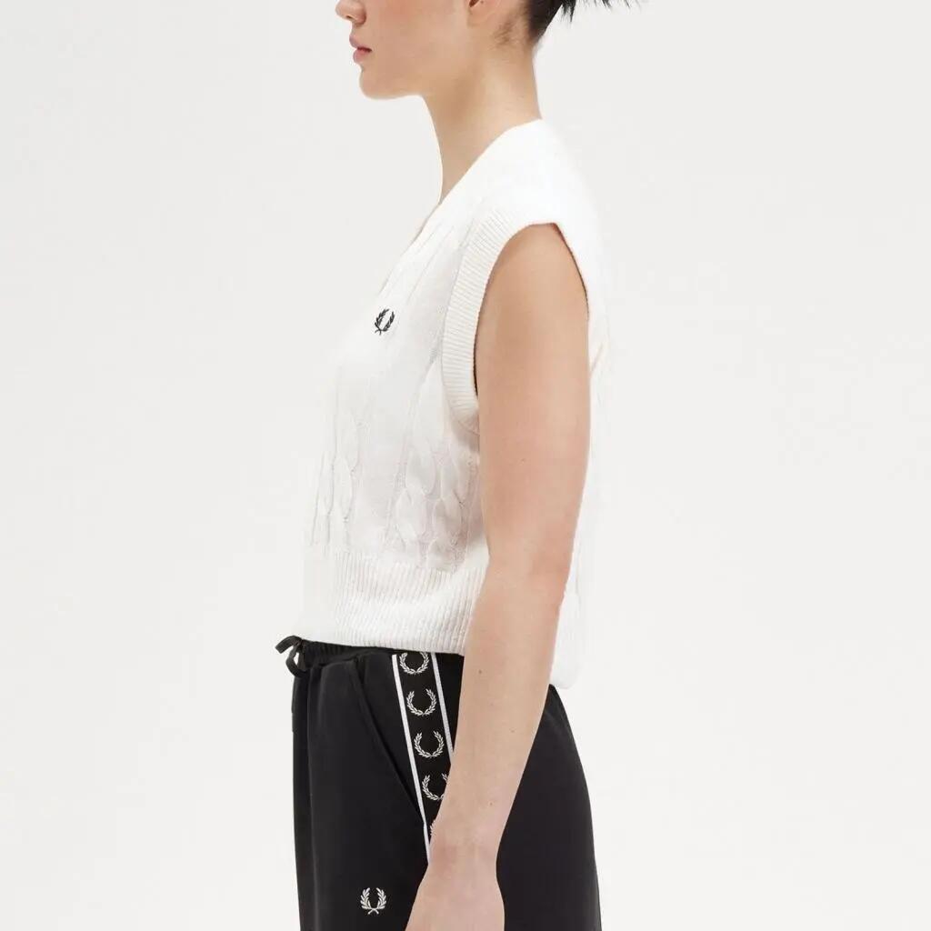 Fred Perry Modelo Cable Knit Tank Cor Branco 4/5