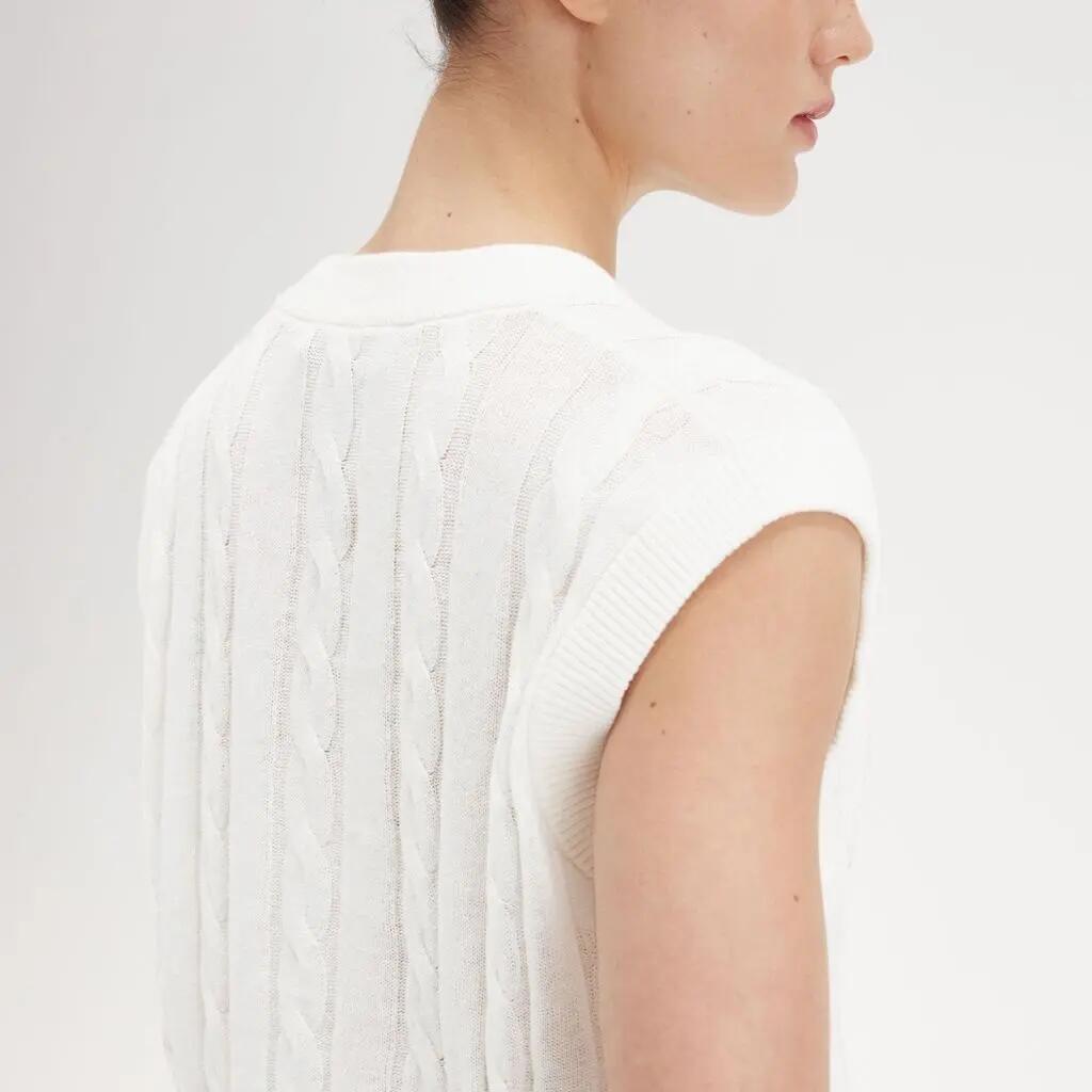 Fred Perry Modelo Cable Knit Tank Cor Branco 3/5