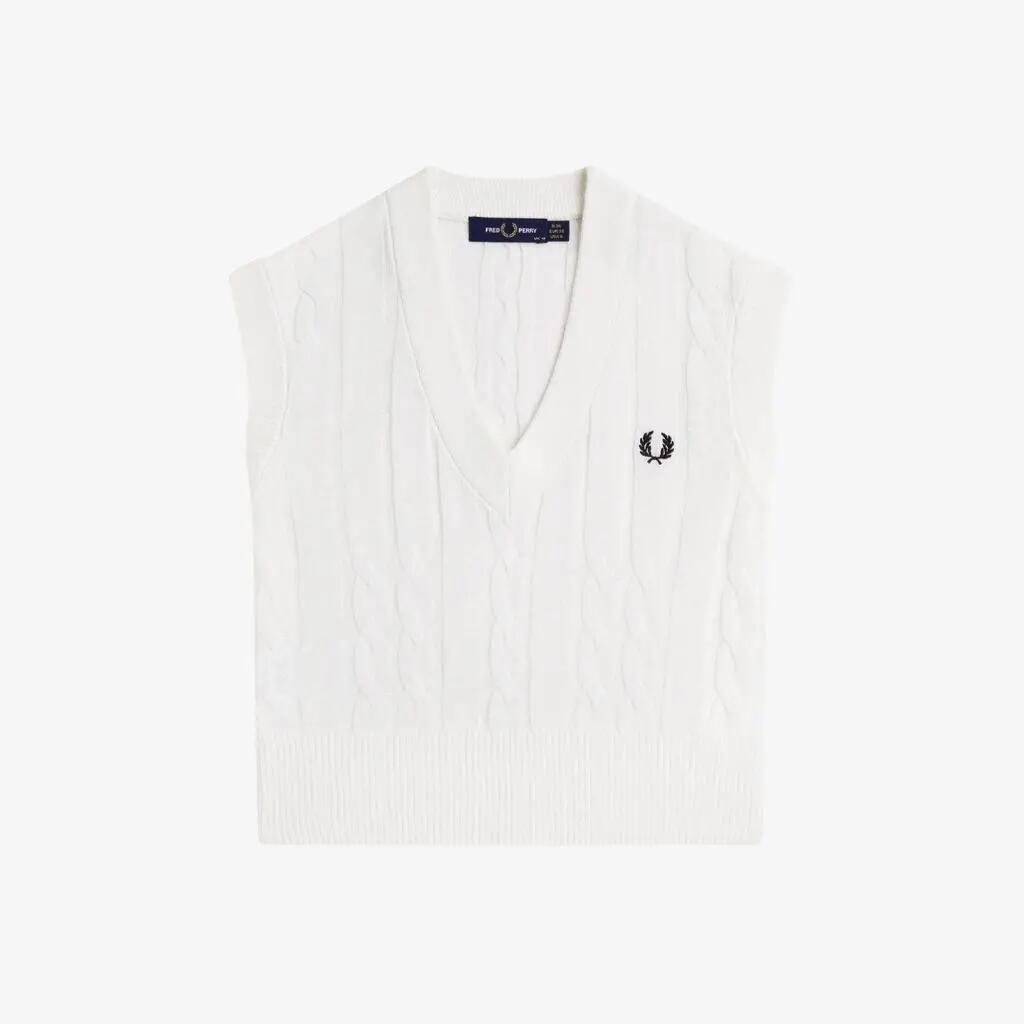 Fred Perry Modelo Cable Knit Tank Cor Branco 2/5
