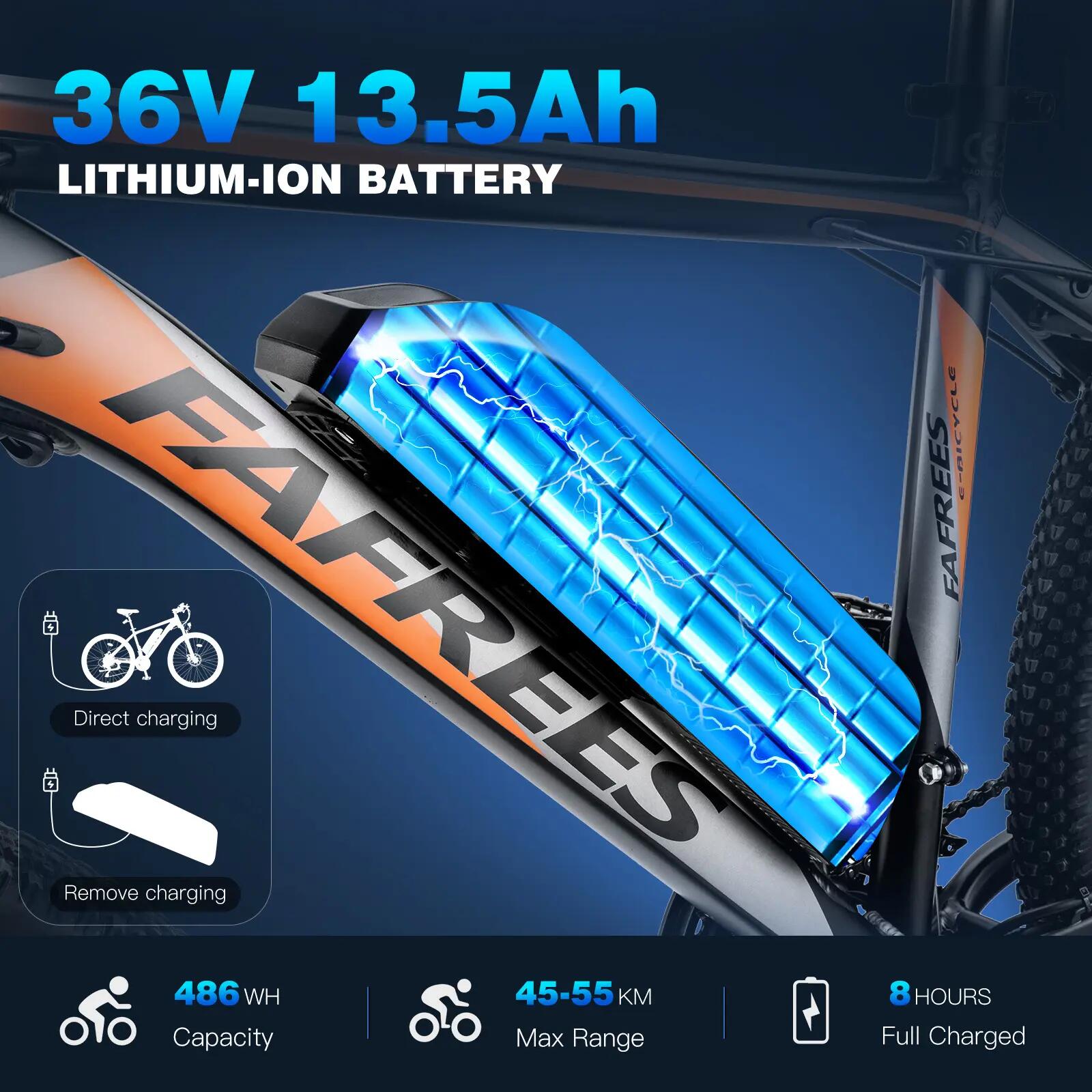 Bicicleta elétrica FAFREES 26 Hailong One, bateria 36V 13,5Ah, pneus 26" 6/11
