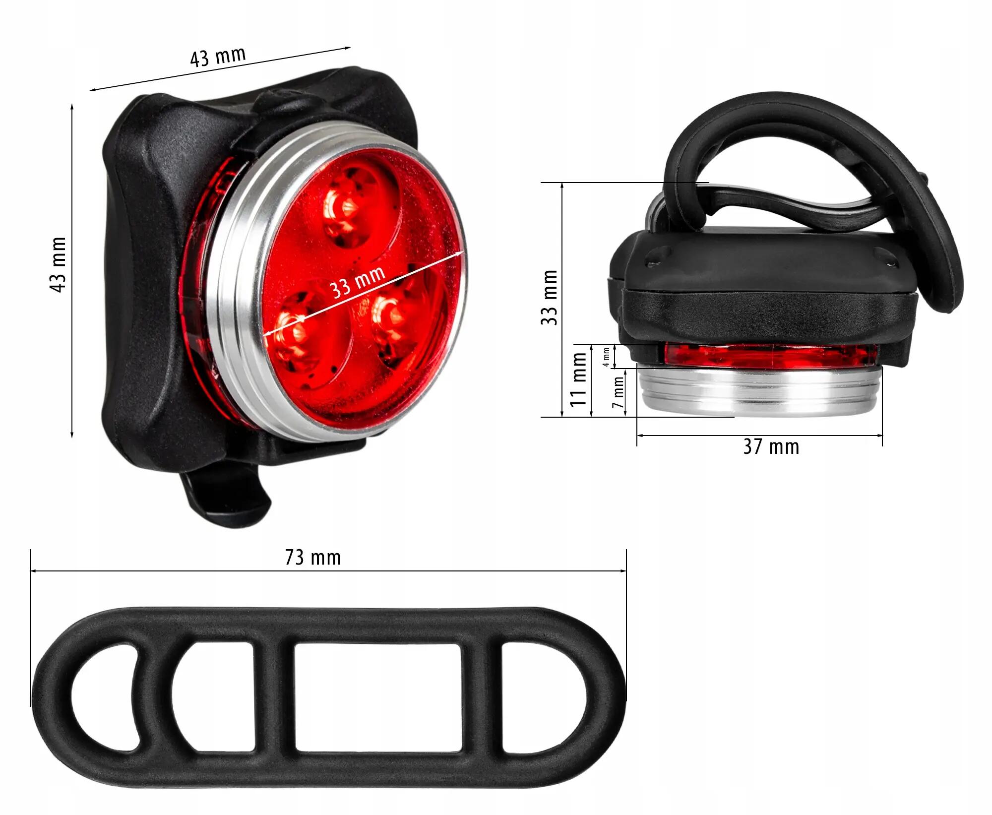 Lampka rowerowa tylna Vayox VA0117 czerwona akumulatorowa USB 13/14