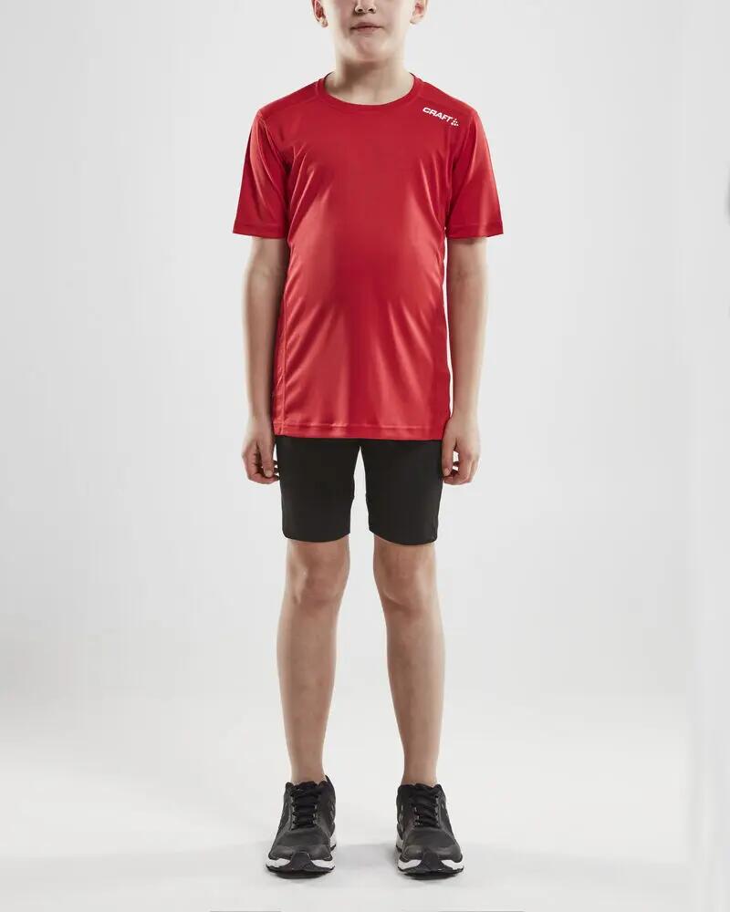 craft Rush SS Tee Jr - T-shirt júnior leve em poliéster – Bright Red 4/4