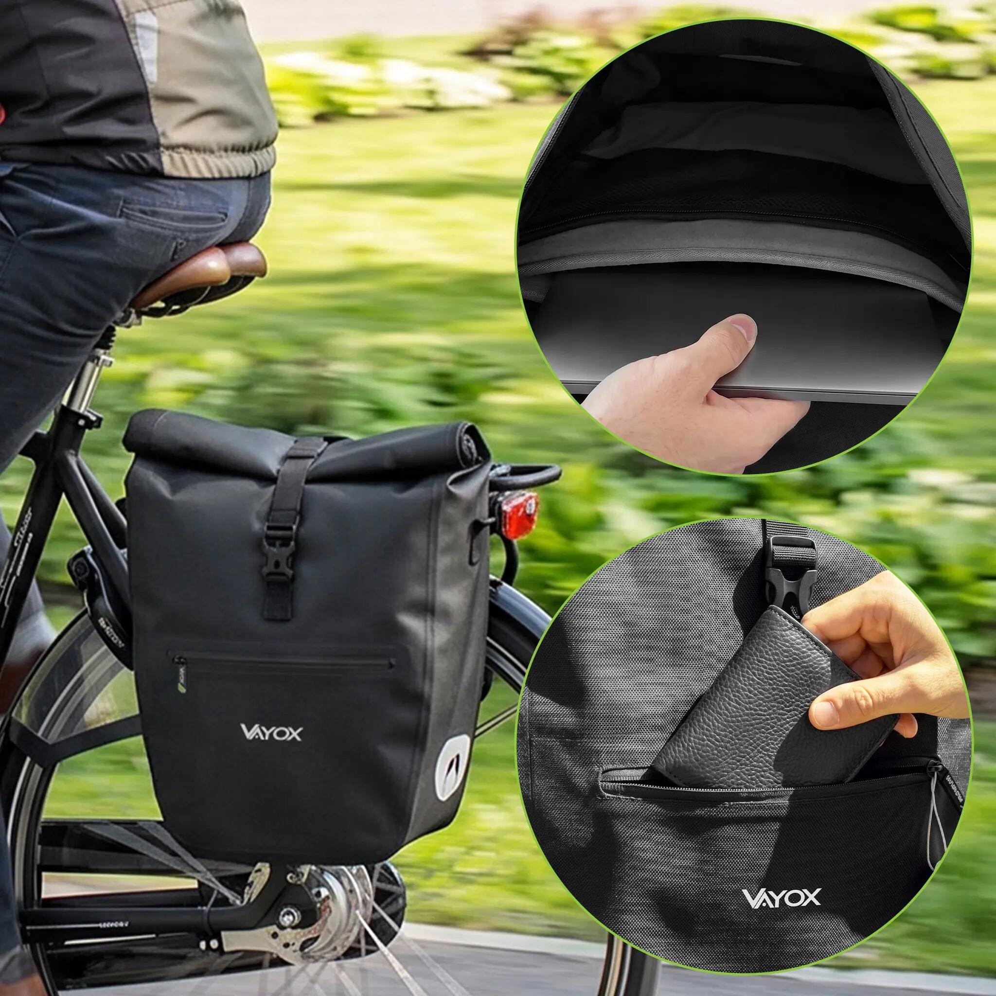 Alforge de bicicleta para porta-bagagens VAYOX VA0445 lateral impermeável 25L 5/16