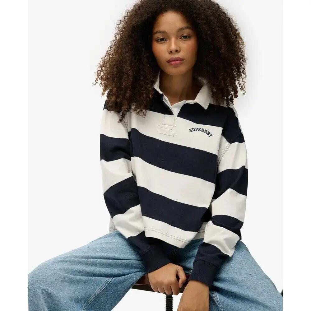 Polo w paski z długim rękawem dla kobiet Superdry Athletic Essentials 2/7