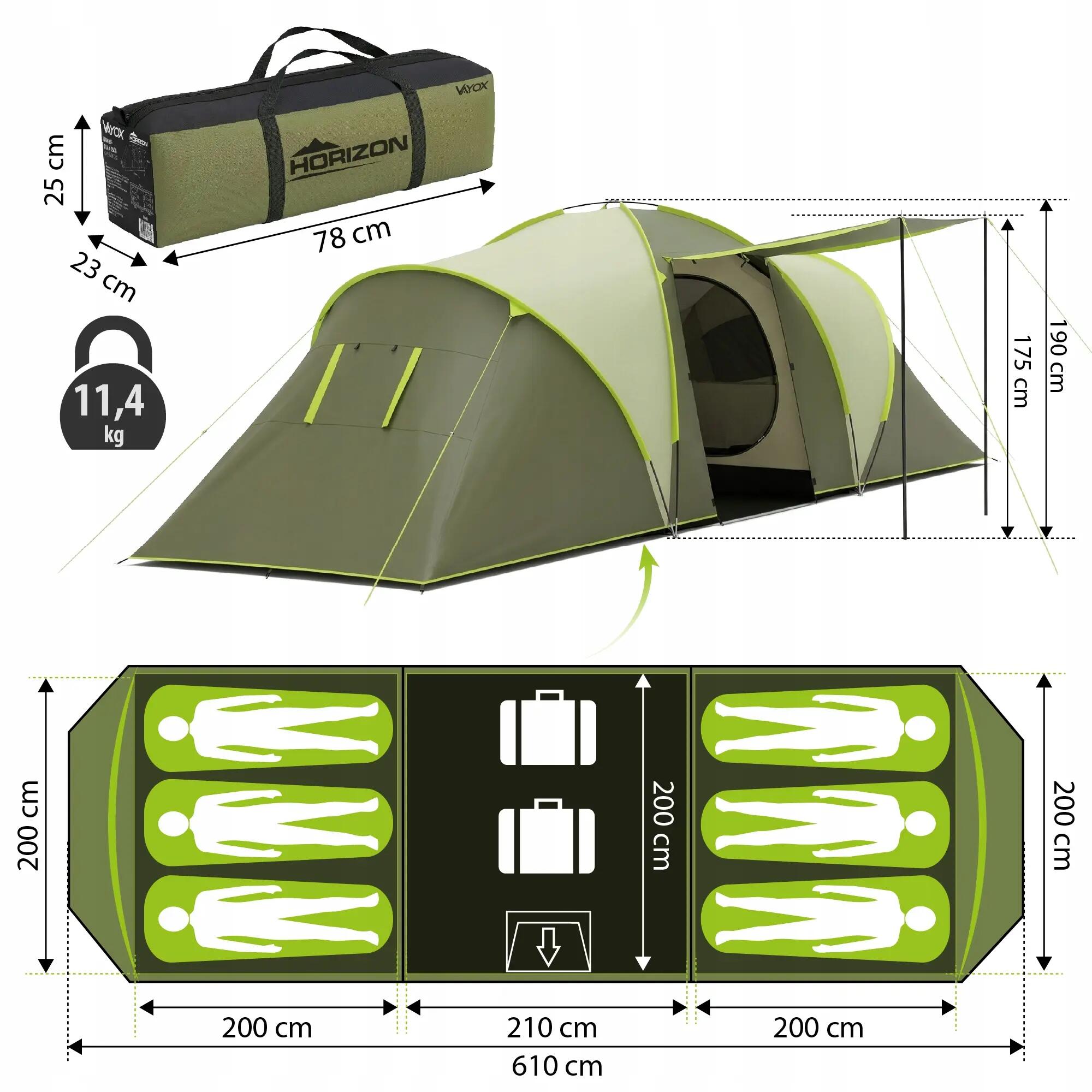 Tenda de campismo Vayox VA0430 Horizon para 6 pessoas 14/15