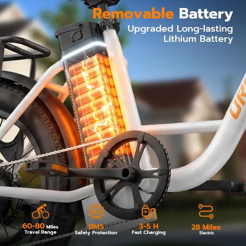 Bicicleta Elétrica Urbana URLIFE E20 com Bateria de 48V 13Ah 4/4