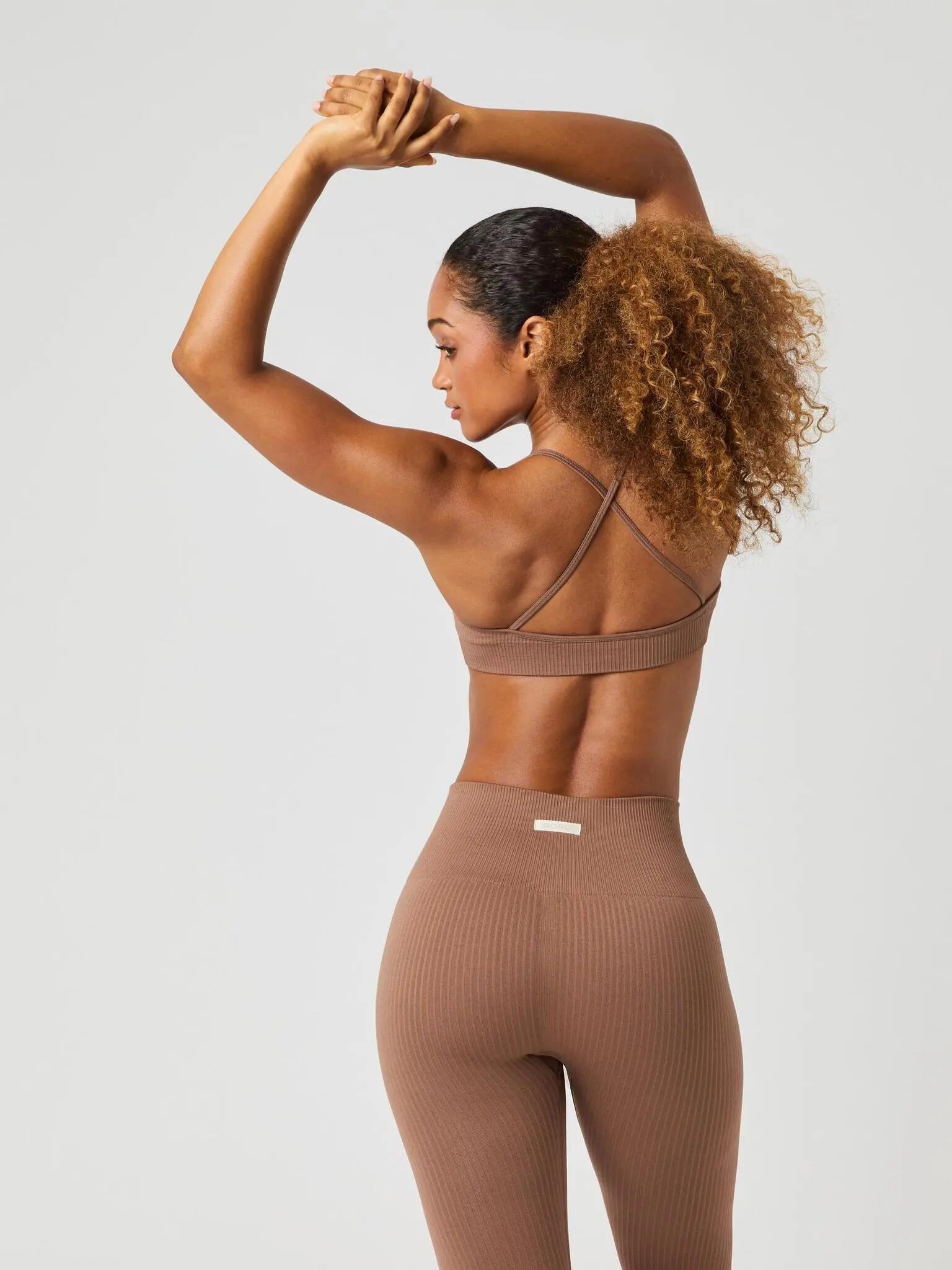 bjorn_borg STUDIO SEAMLESS RIBBED STRAP BRA — ACORN 3/4