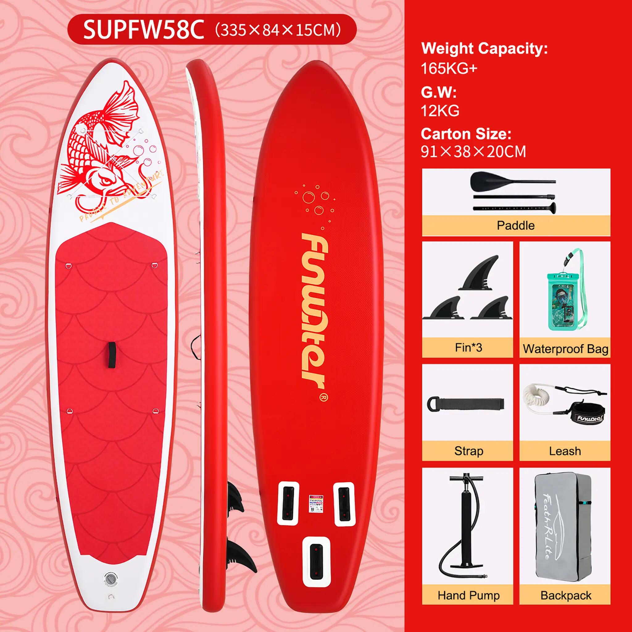 SUP Board Wide Stable Max 165kg+ 335x84x15cm SUPFW58C 4/6