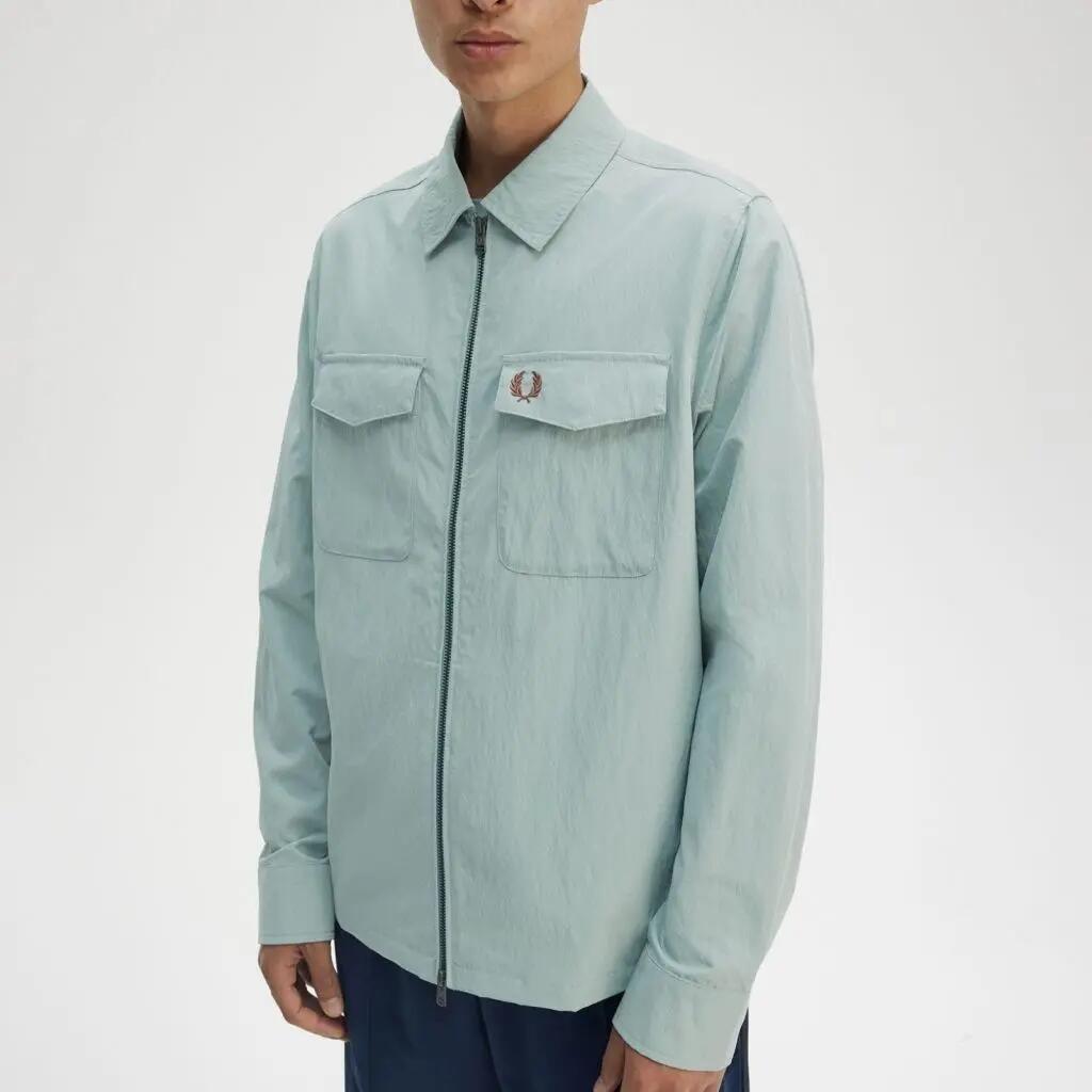 Jaqueta Fred Perry Modelo Zip Overshirt Cor Azul 4/5