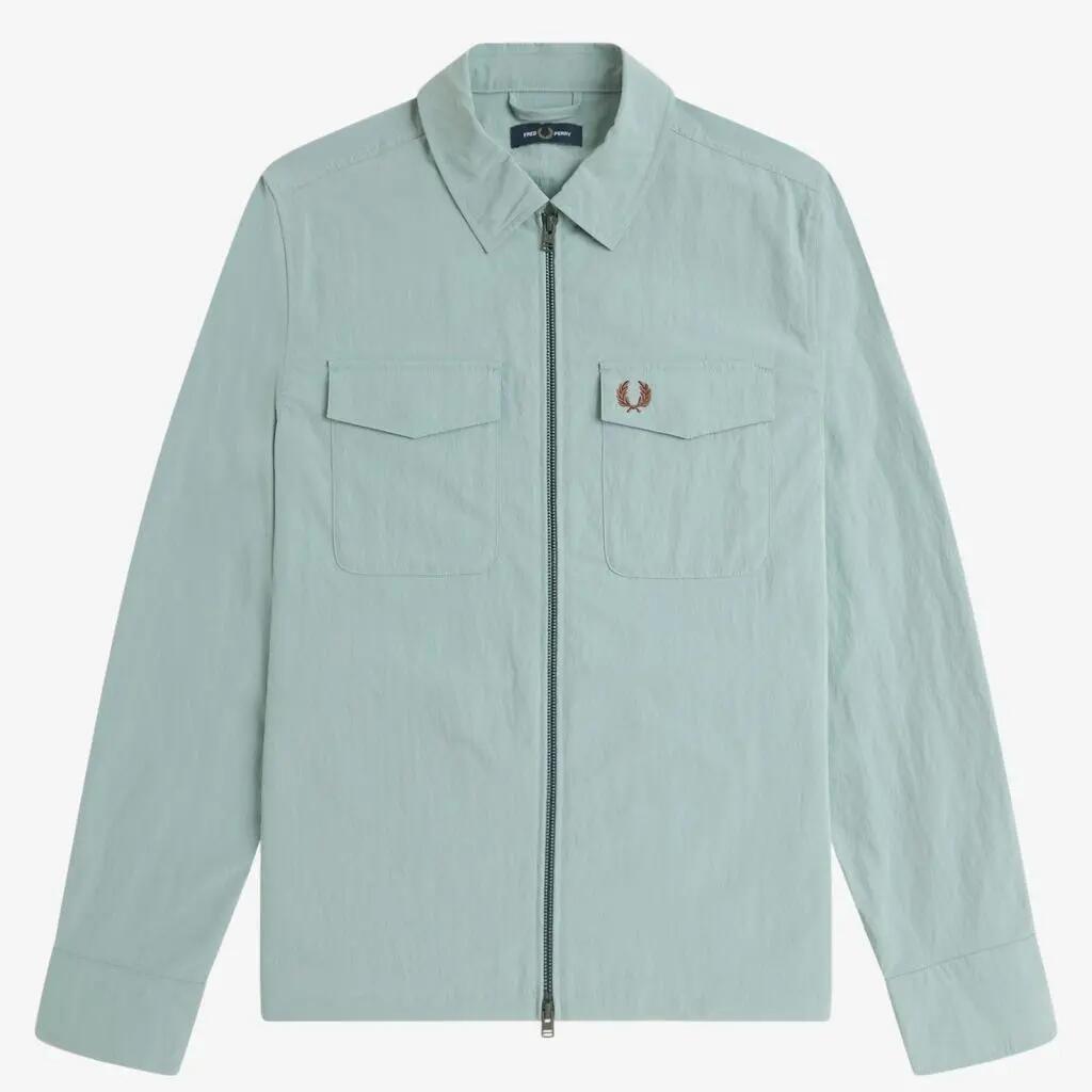 Jaqueta Fred Perry Modelo Zip Overshirt Cor Azul 2/5