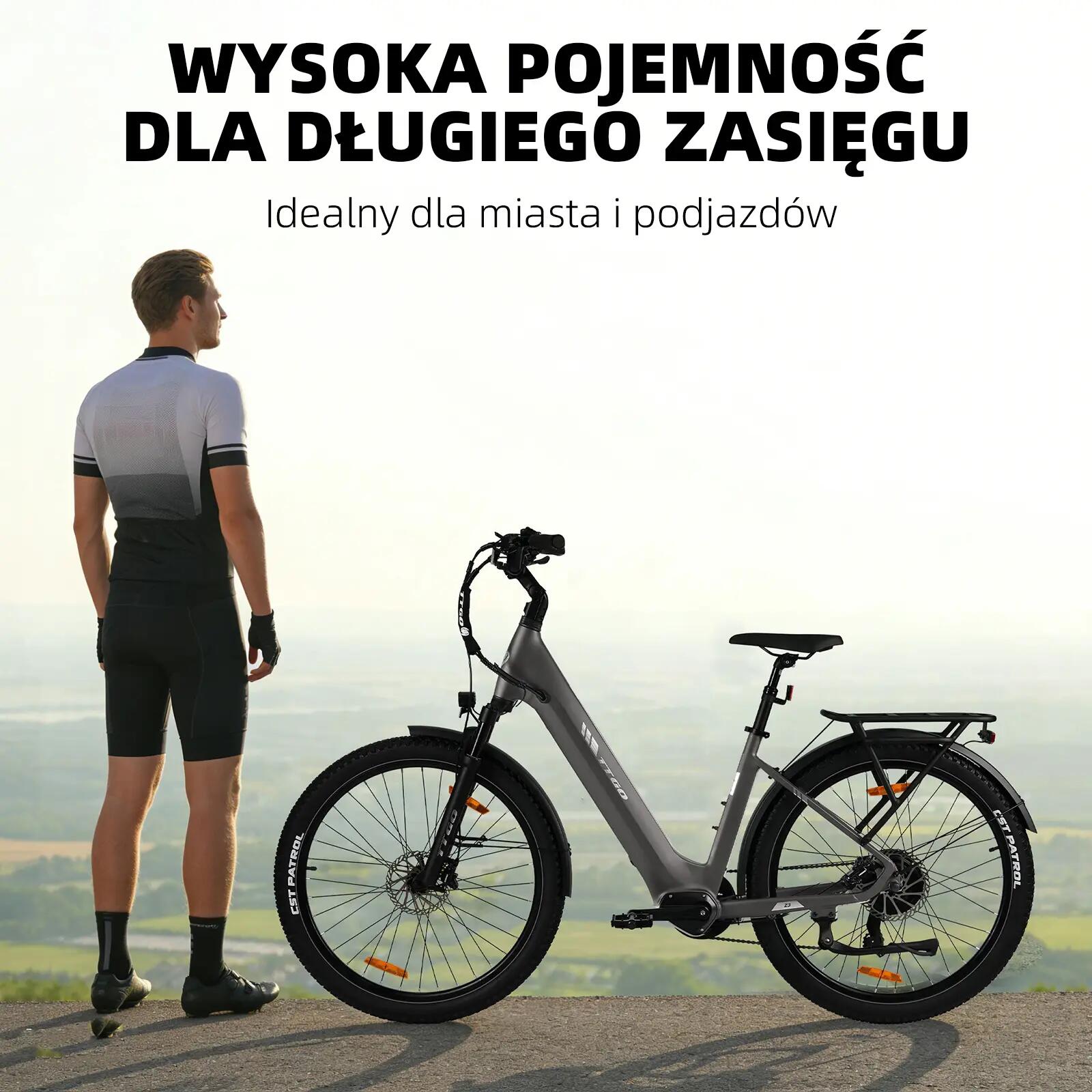 Rower elektryczny dla dorosłych Z3, opony 27,5"×2,4", akumulator 48V 15Ah. 13/15