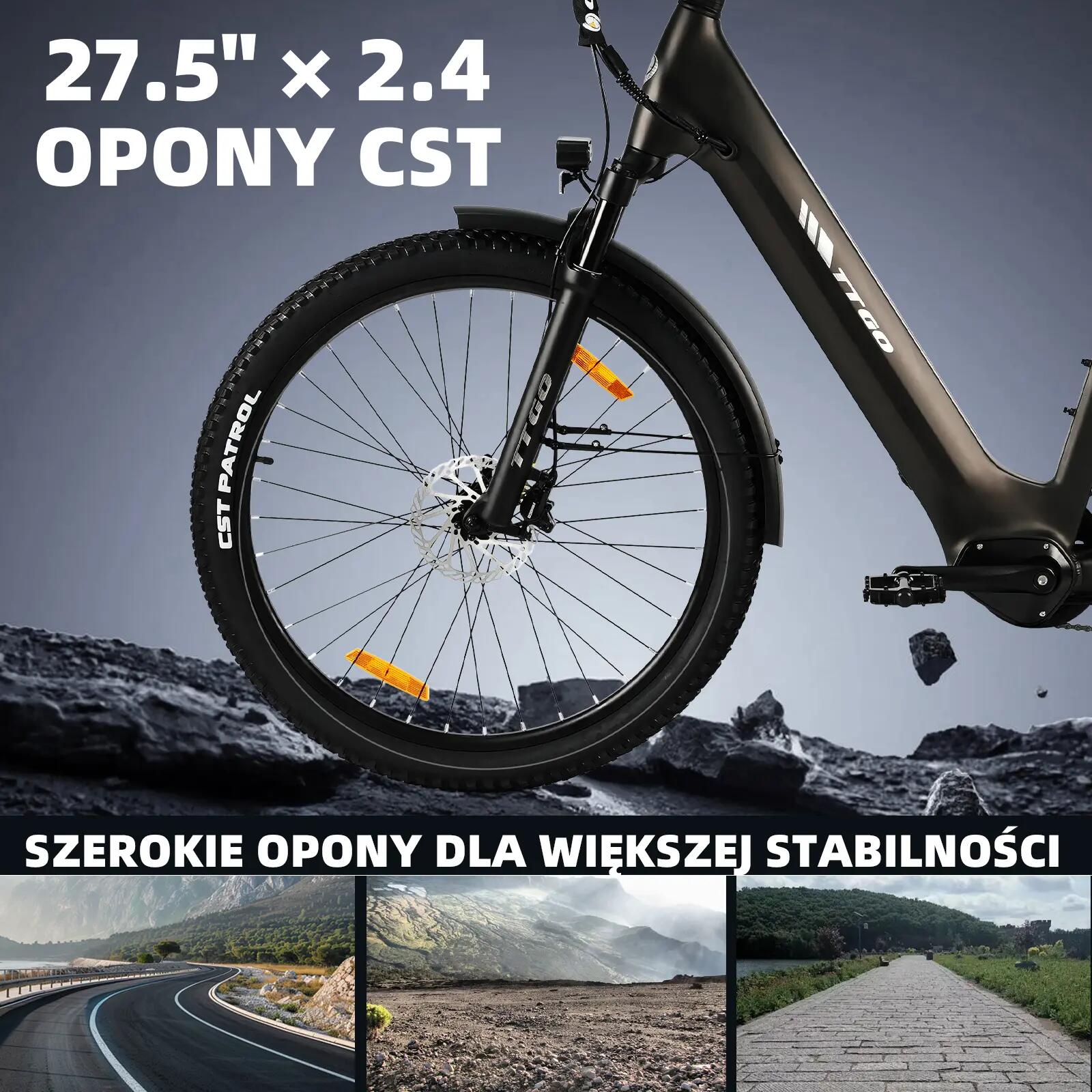Rower elektryczny dla dorosłych Z3, opony 27,5"×2,4", akumulator 48V 15Ah. 12/15