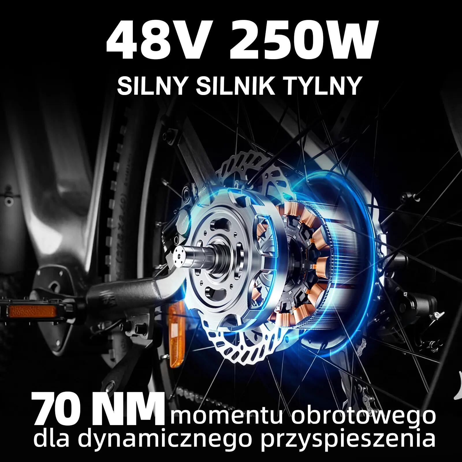 Rower elektryczny dla dorosłych Z3, opony 27,5"×2,4", akumulator 48V 15Ah. 10/15