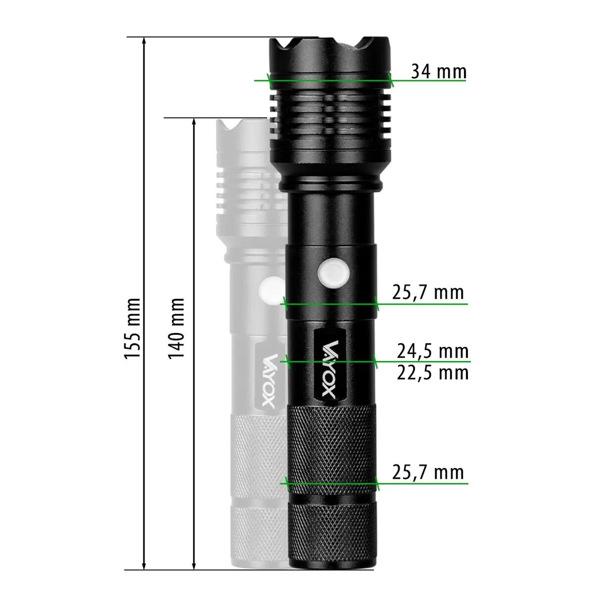 Latarka ręczna Vayox VA0116 akumulatorowa 800lm USB-C 12/13