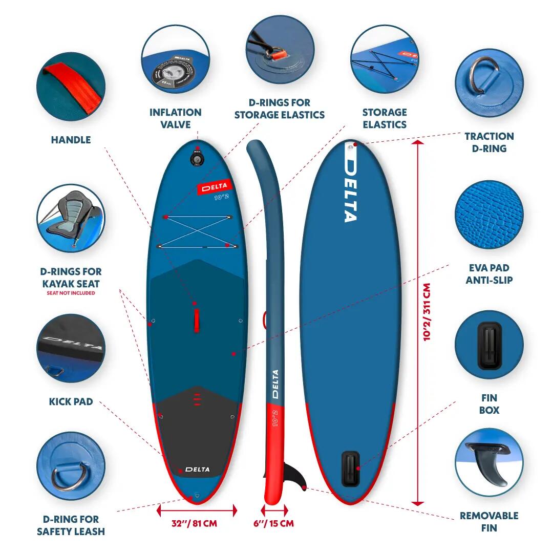 Nadmuchiwana deska SUP Delta 10'2 (10'2x32"x6") 12/13