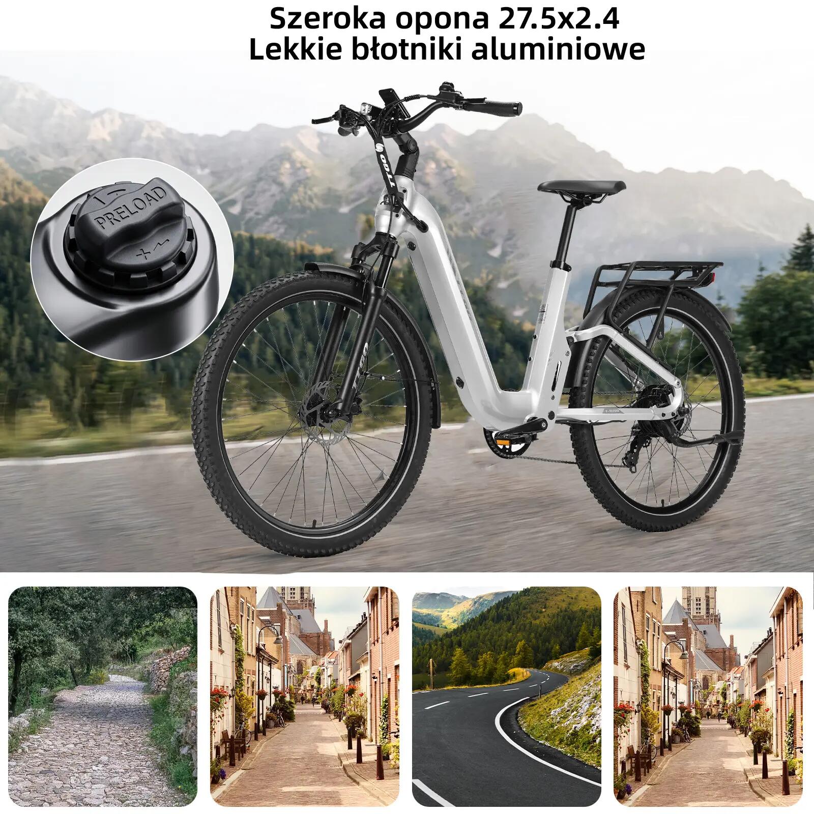 Rower elektryczny dla dorosłych E-SUVO, opony 27,5"×2,4", akumulator 48V 15Ah. 13/13