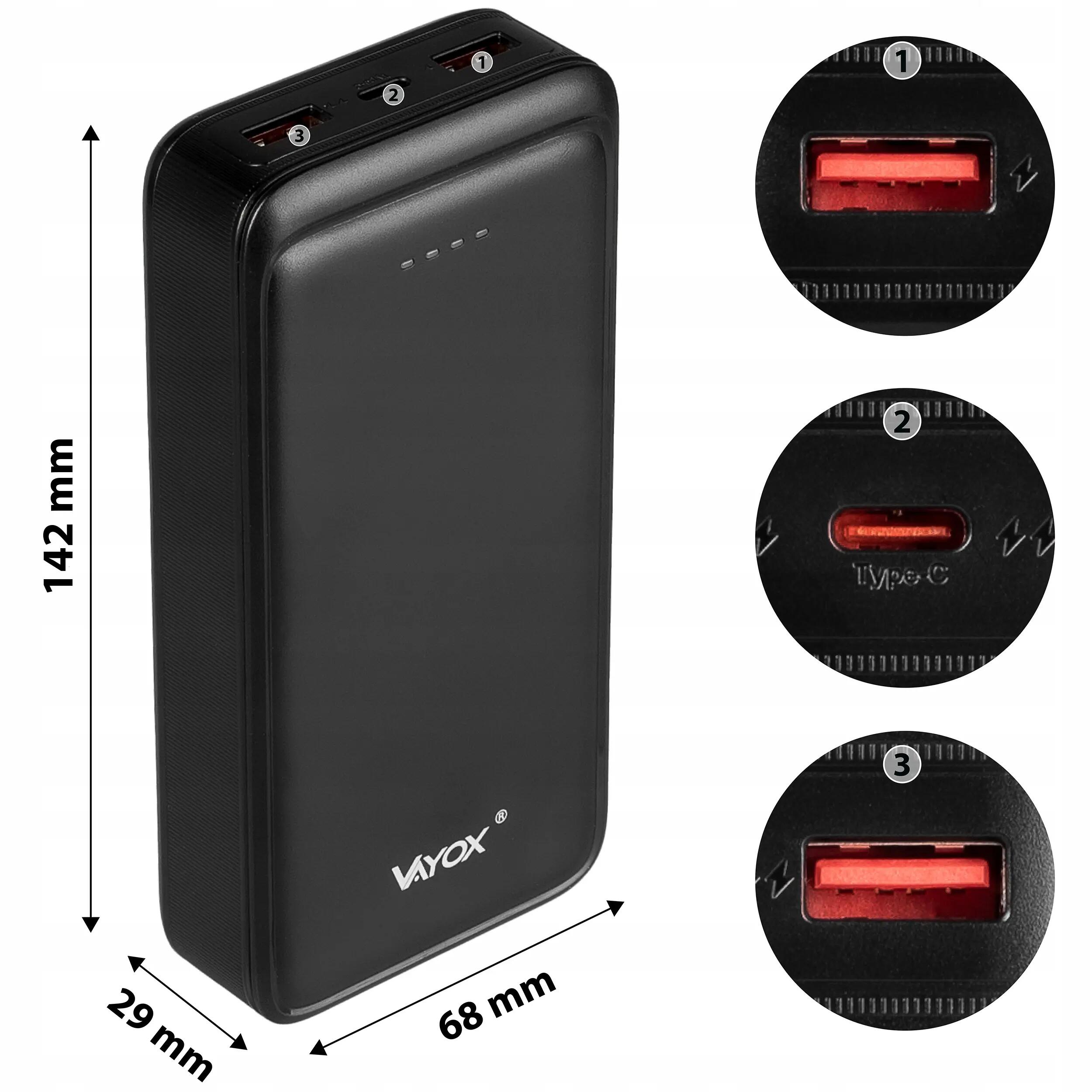 Powerbank Vayox VA0341 20000mAh 20W 2xUSB USB-C 13/14