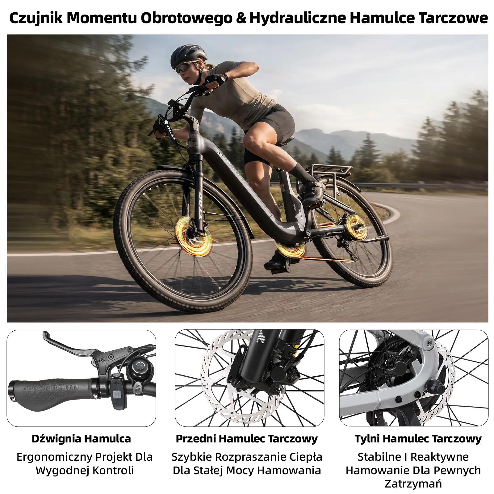 Rower elektryczny dla dorosłych E-SUVO, opony 27,5"×2,4", akumulator 48V 15Ah. 6/13