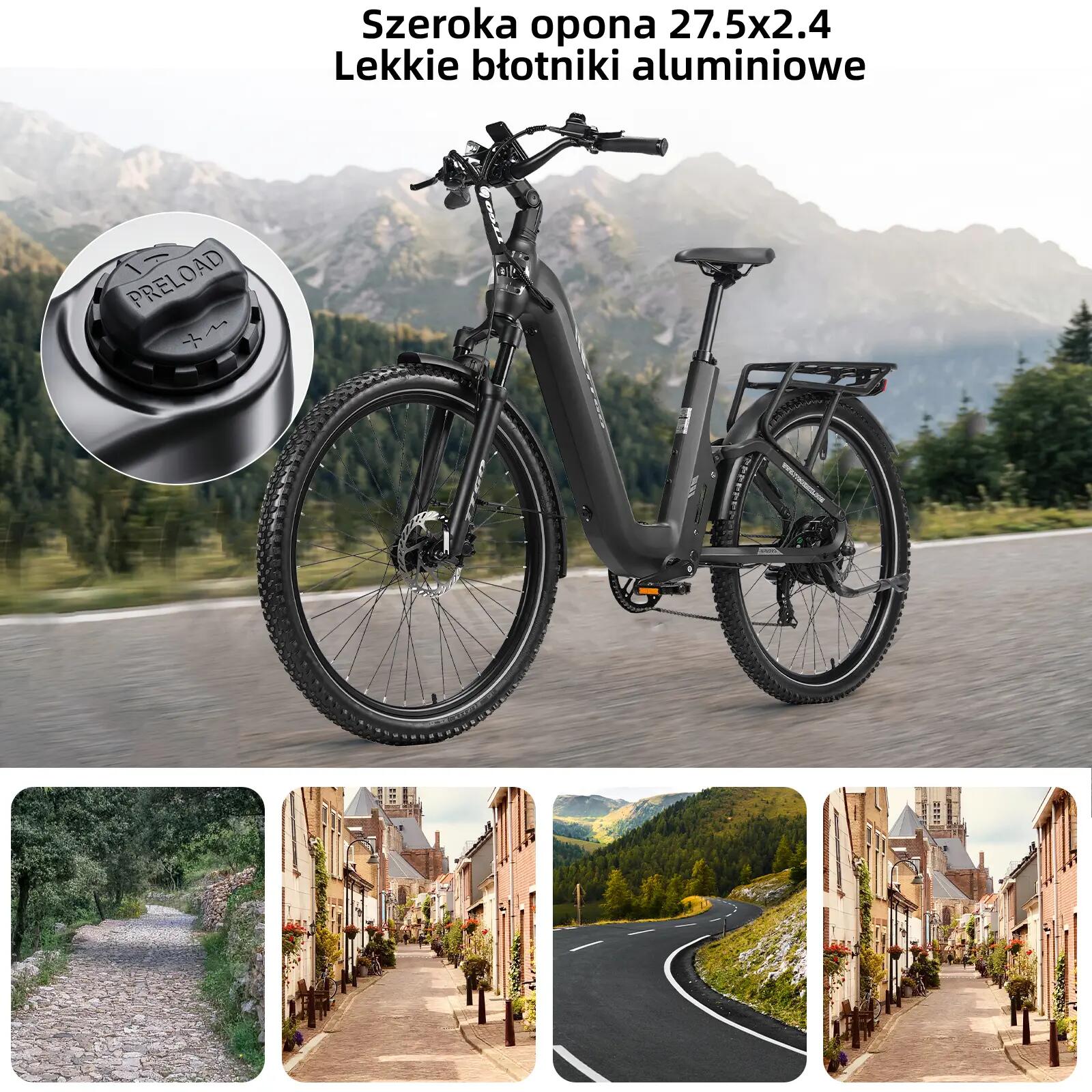 Rower elektryczny dla dorosłych E-SUVO, opony 27,5"×2,4", akumulator 48V 15Ah. 13/13