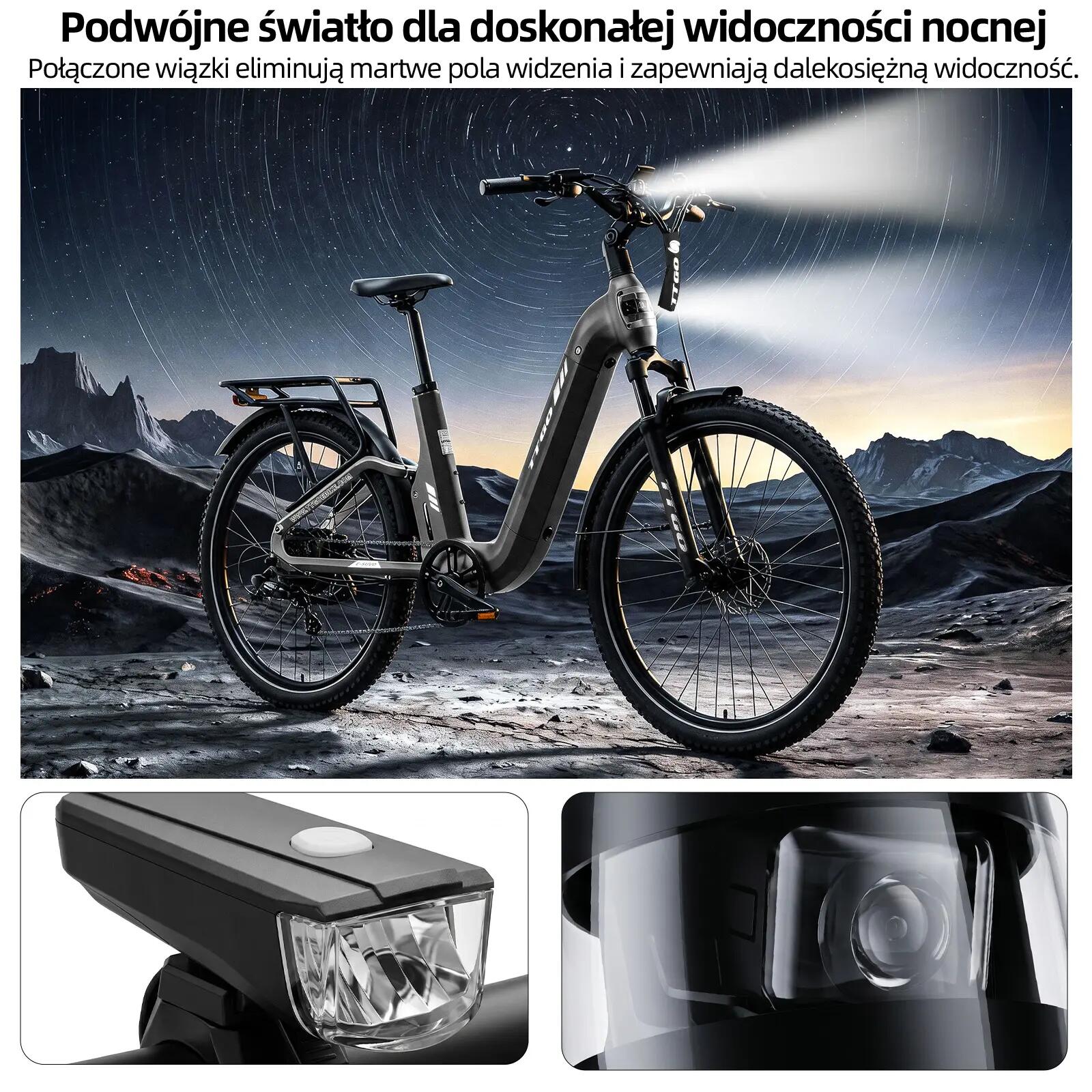 Rower elektryczny dla dorosłych E-SUVO, opony 27,5"×2,4", akumulator 48V 15Ah. 12/13